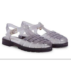 Dolls Kill Petite Jolie Polly Jelly Clear Gladiator Sandals Shoes Size 9 NEW